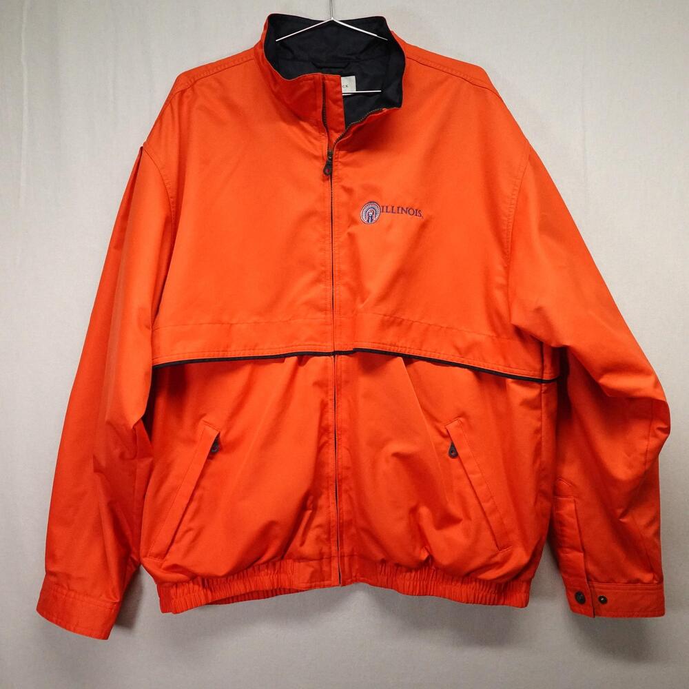 Cutter & Buck Jacket Mens XL Orange Illinois Full Zip Windbreaker Golf